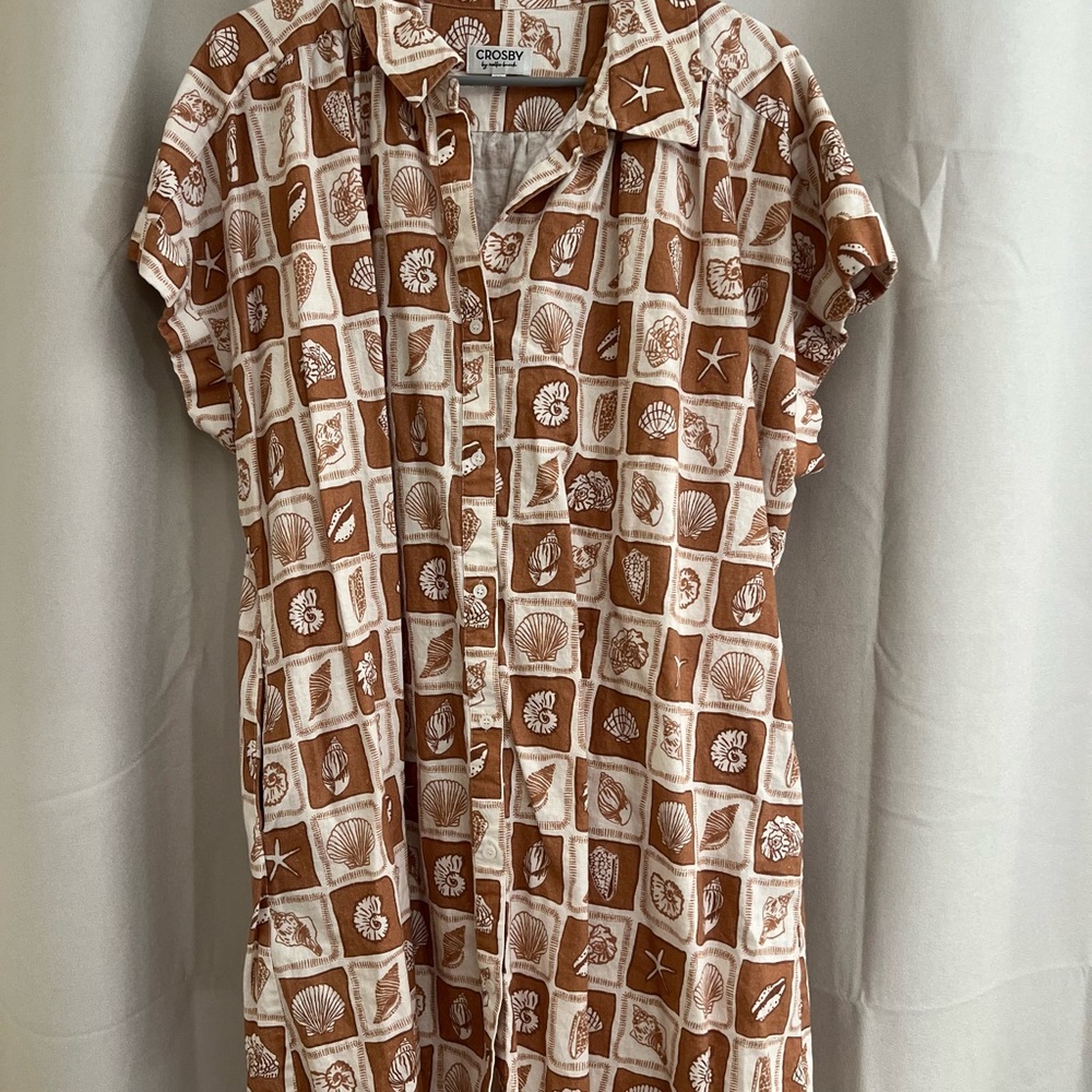 Crosby Brown and Cream Seashell Print Dress